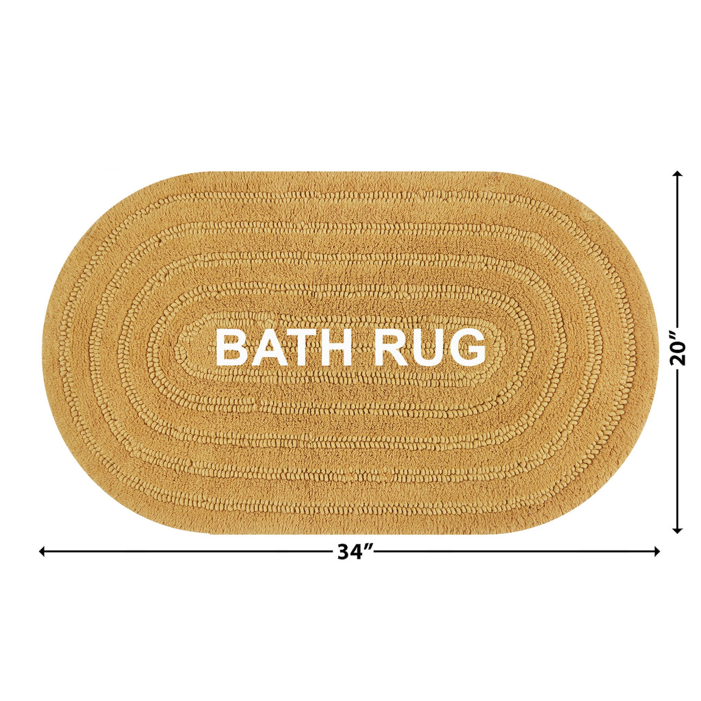 Beautiful Oval Cotton Bath Rug by Drew Barrymore, Amber Yellow, 20" x 34"