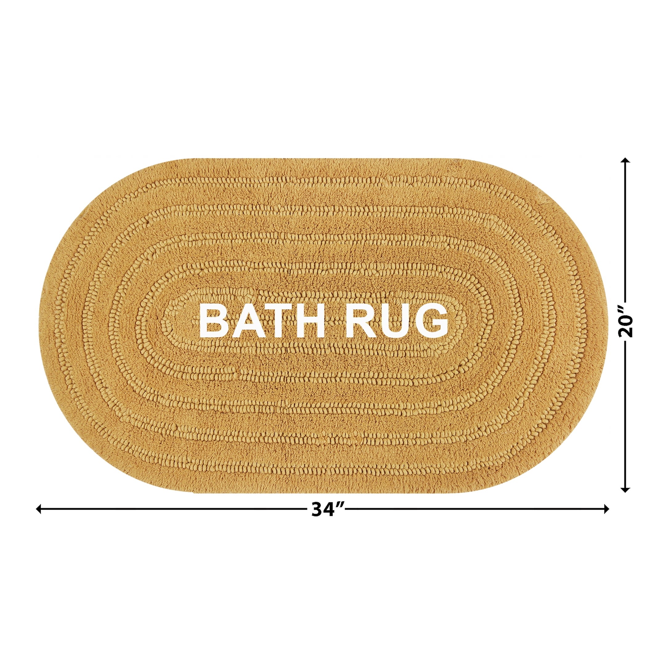 Beautiful Oval Cotton Bath Rug by Drew Barrymore, Amber Yellow, 20" x 34"