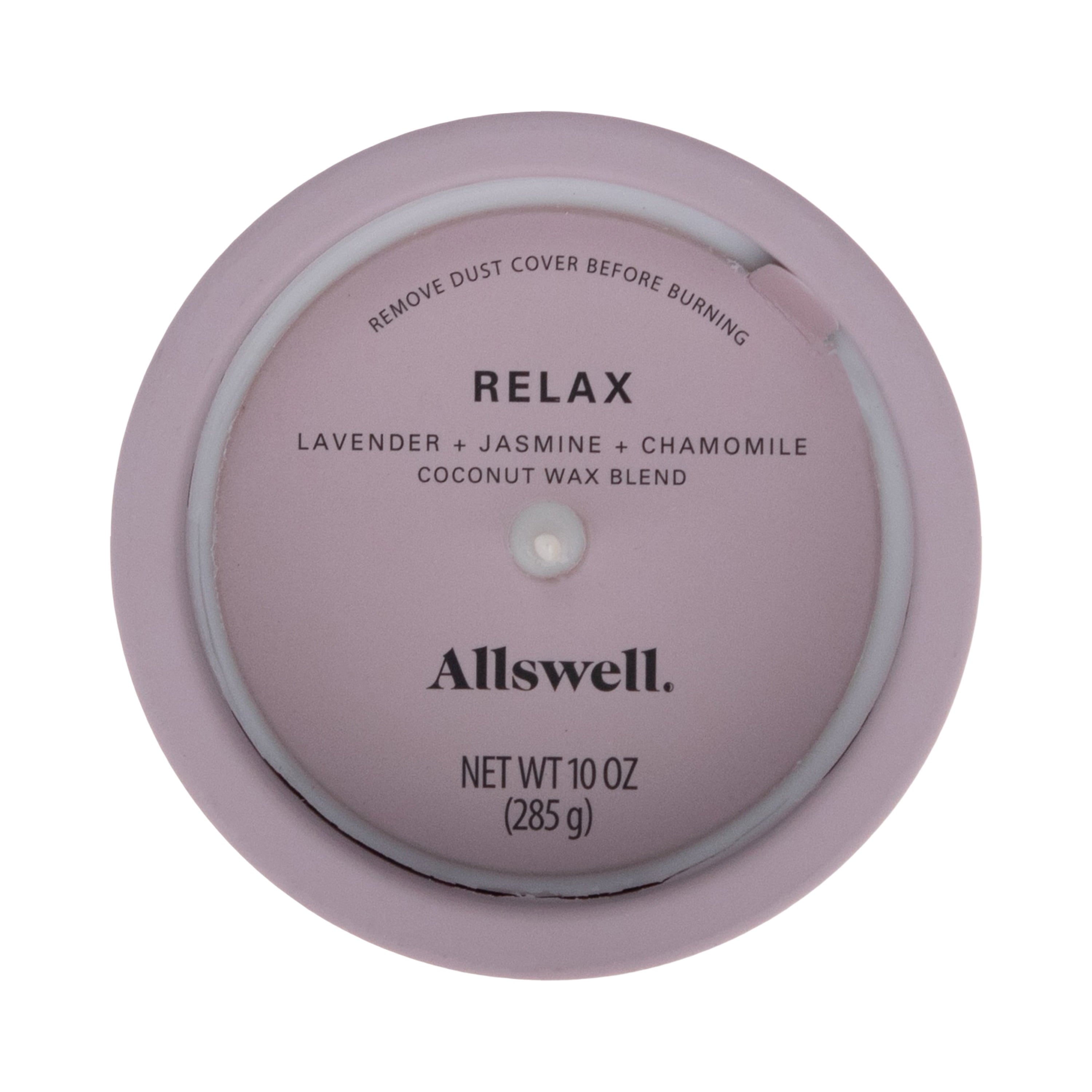 Allswell Relax Scented Lavender, Jasmine & Chamomile Ceramic Jar Candle, 10 oz