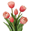 6 Pcs Tulips Artificial Flowers Real Touch Fake Latex Tulips Flowers for Mother's Day 14" Faux Flowers for Vase Centerpieces Home Wedding Bouquet,Coral Red