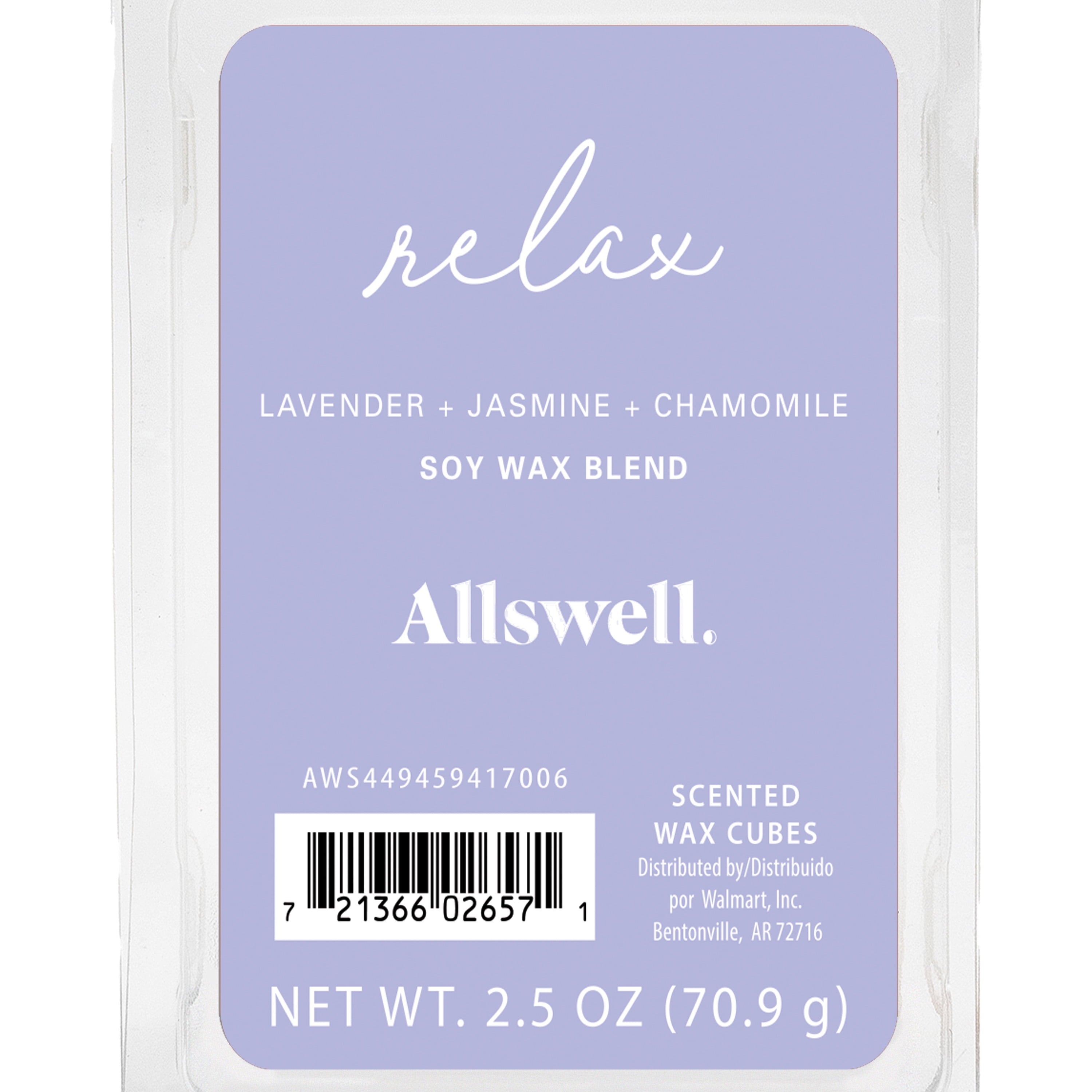 Allswell 6 Cube Wax Melts, Relax (Lavender + Jasmine + Chamomile), 2.5 oz