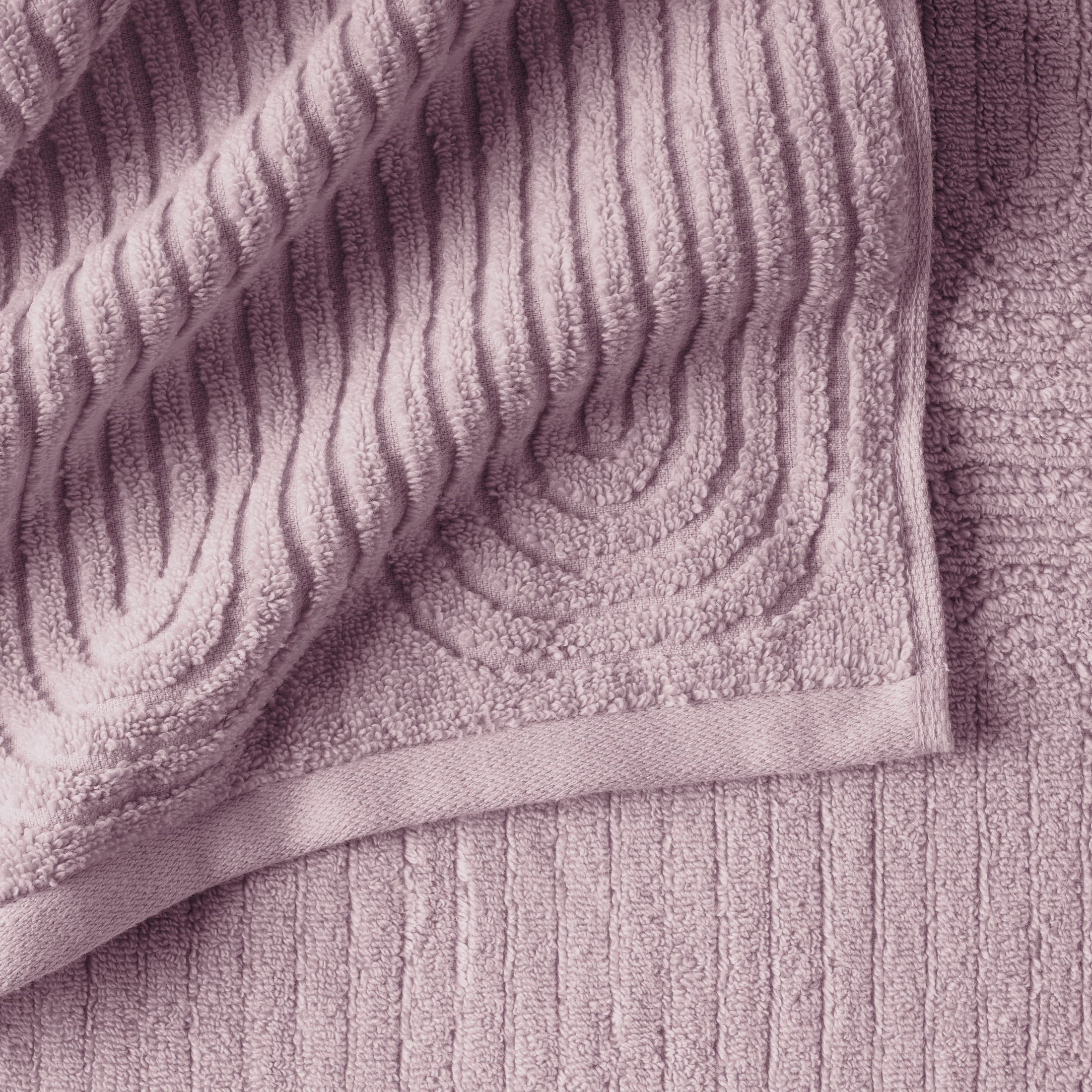 Beautiful by Drew Barrymore Textured Hand Towel, Soft 100% Cotton, Rose Pink