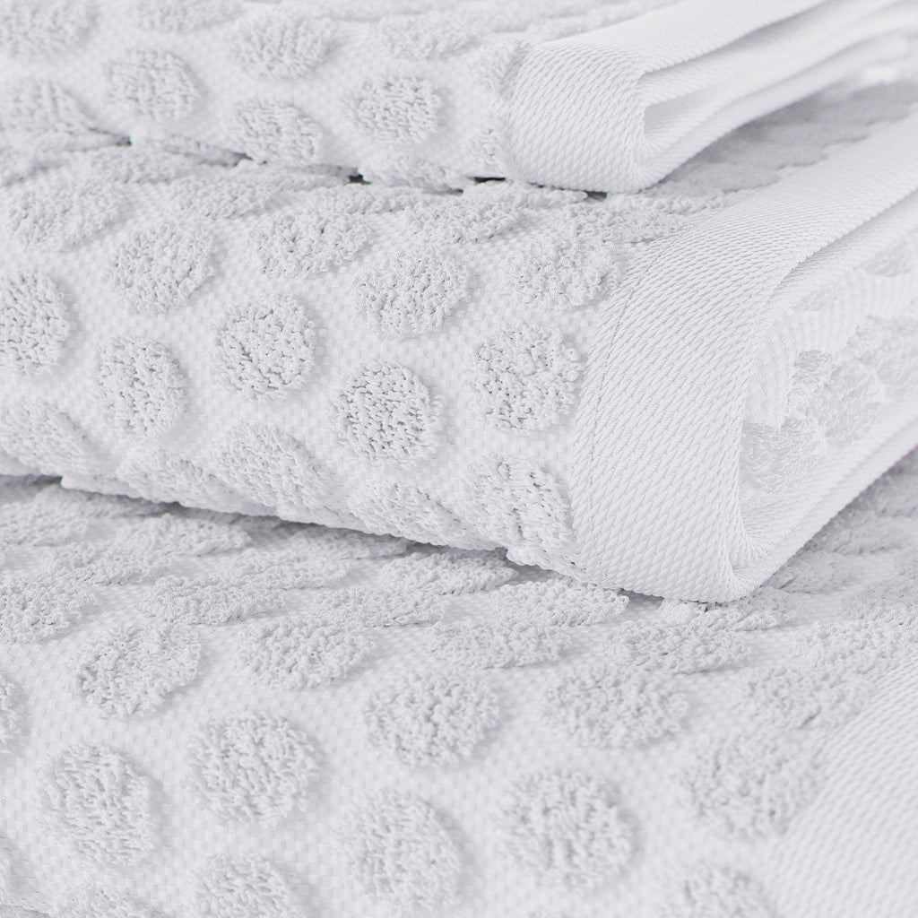 Beautiful by Drew Barrymore 6-Piece Dot Bath Towel Set, Soft 100% Cotton, Off White