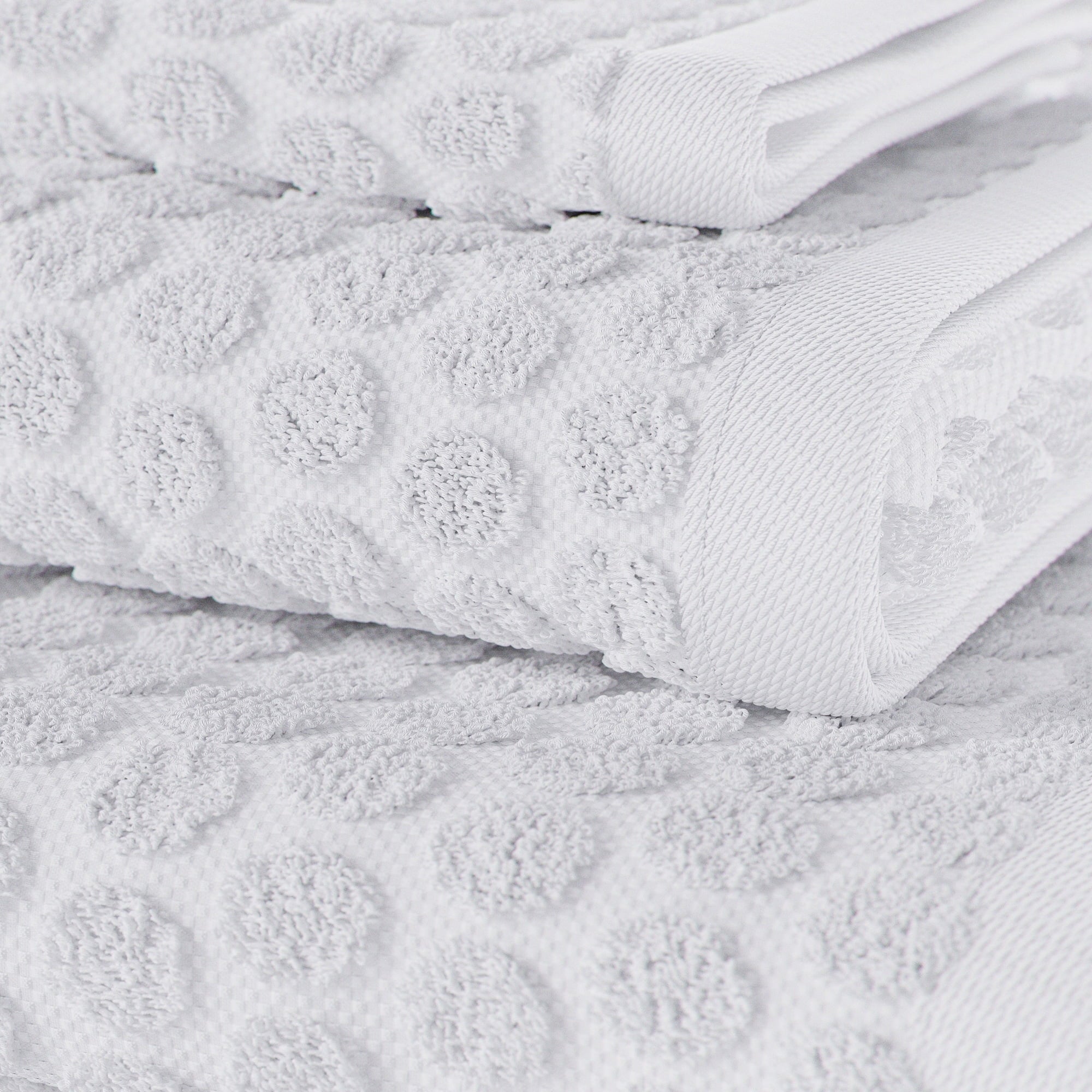 Beautiful by Drew Barrymore 6-Piece Dot Bath Towel Set, Soft 100% Cotton, Off White