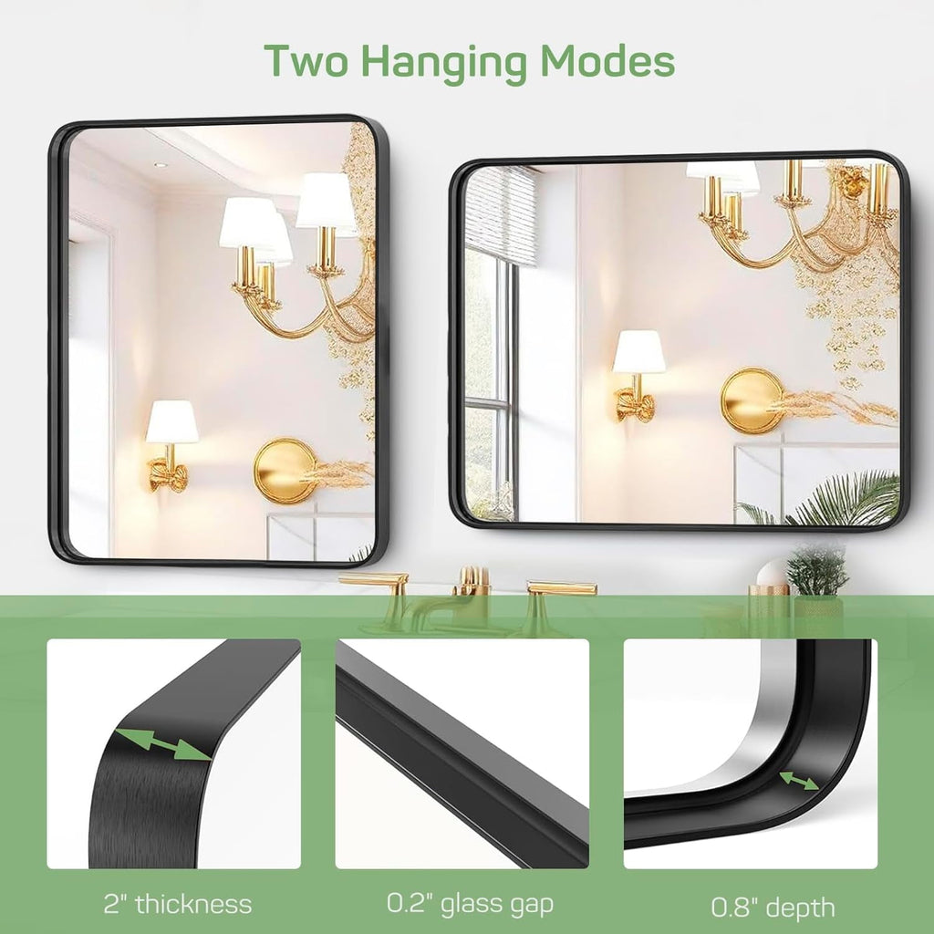 Bathroom Mirror 22x30 Inch, Vanity Mirrors with Rectangle Metal Frame, Modern Wall Mounted Mirror