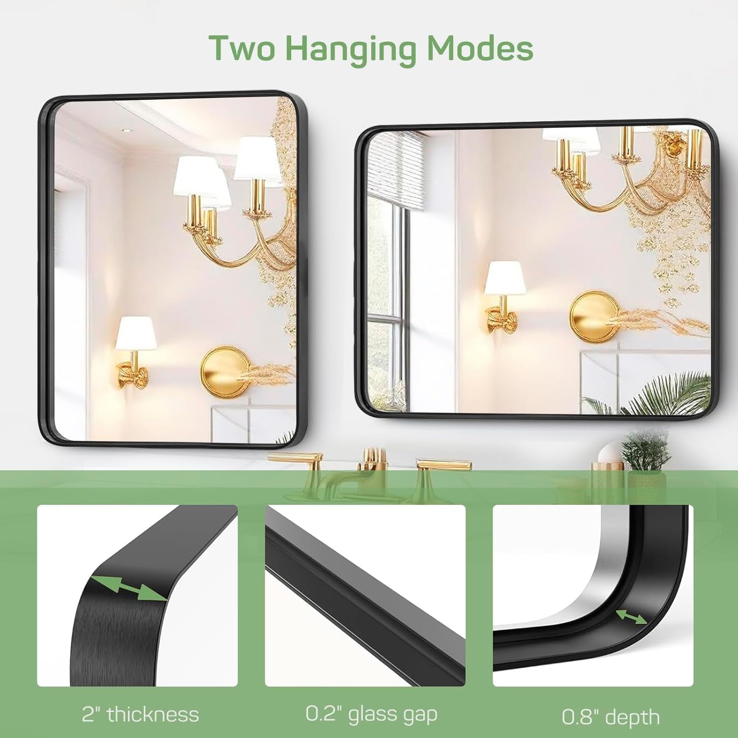 Bathroom Mirror 22x30 Inch, Vanity Mirrors with Rectangle Metal Frame, Modern Wall Mounted Mirror