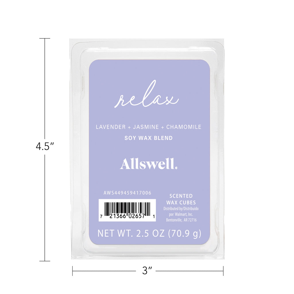 Allswell 6 Cube Wax Melts, Relax (Lavender + Jasmine + Chamomile), 2.5 oz