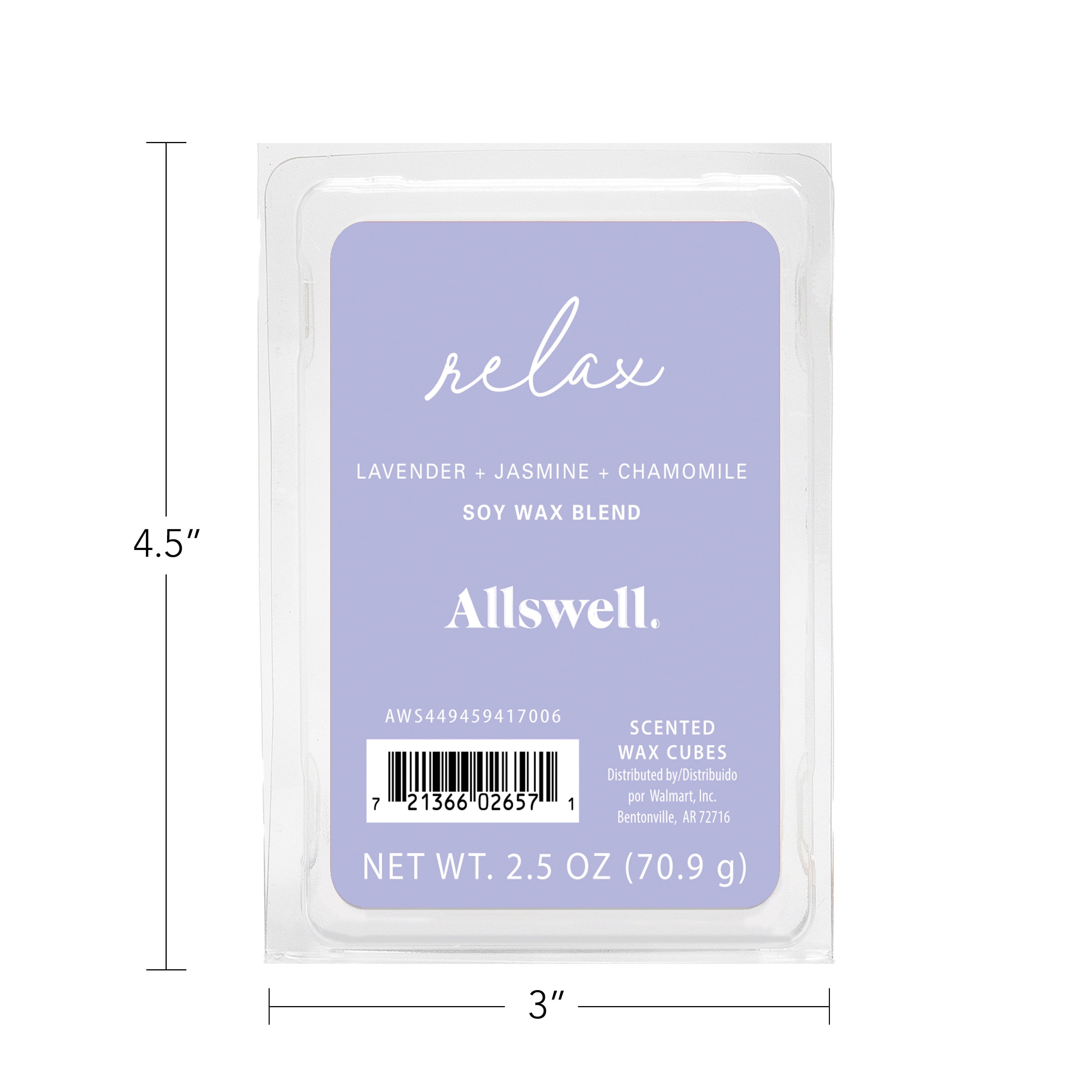 Allswell 6 Cube Wax Melts, Relax (Lavender + Jasmine + Chamomile), 2.5 oz