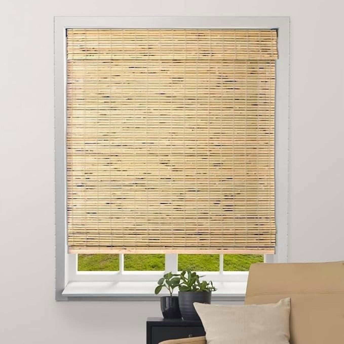ARLO BLINDS Sheer Bamboo Roman Shade with Valance - 20"W x 60"H - Dali Native
