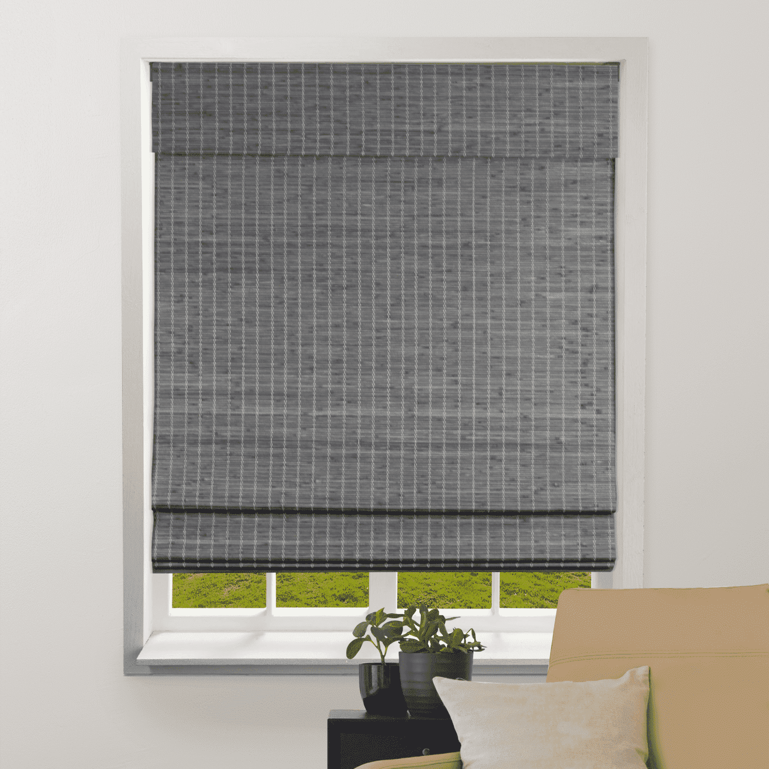 ARLO BLINDS Sheer Bamboo Roman Shade with Valance - 20"W x 60"H - Dali Native