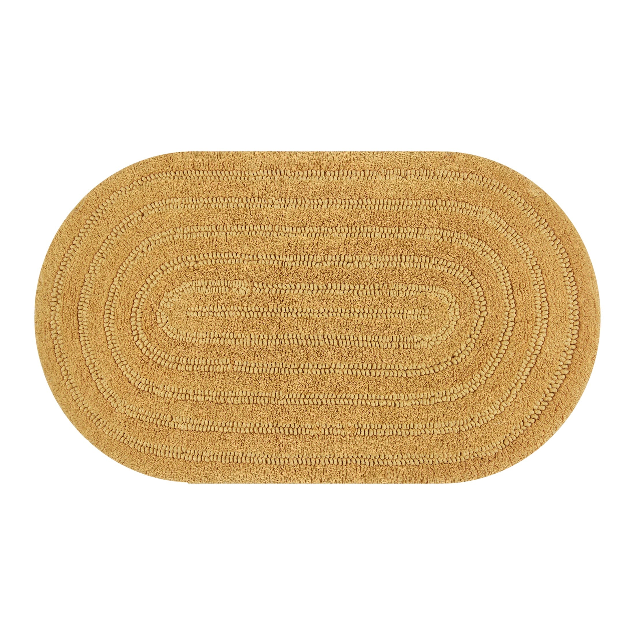 Beautiful Oval Cotton Bath Rug by Drew Barrymore, Amber Yellow, 20" x 34"