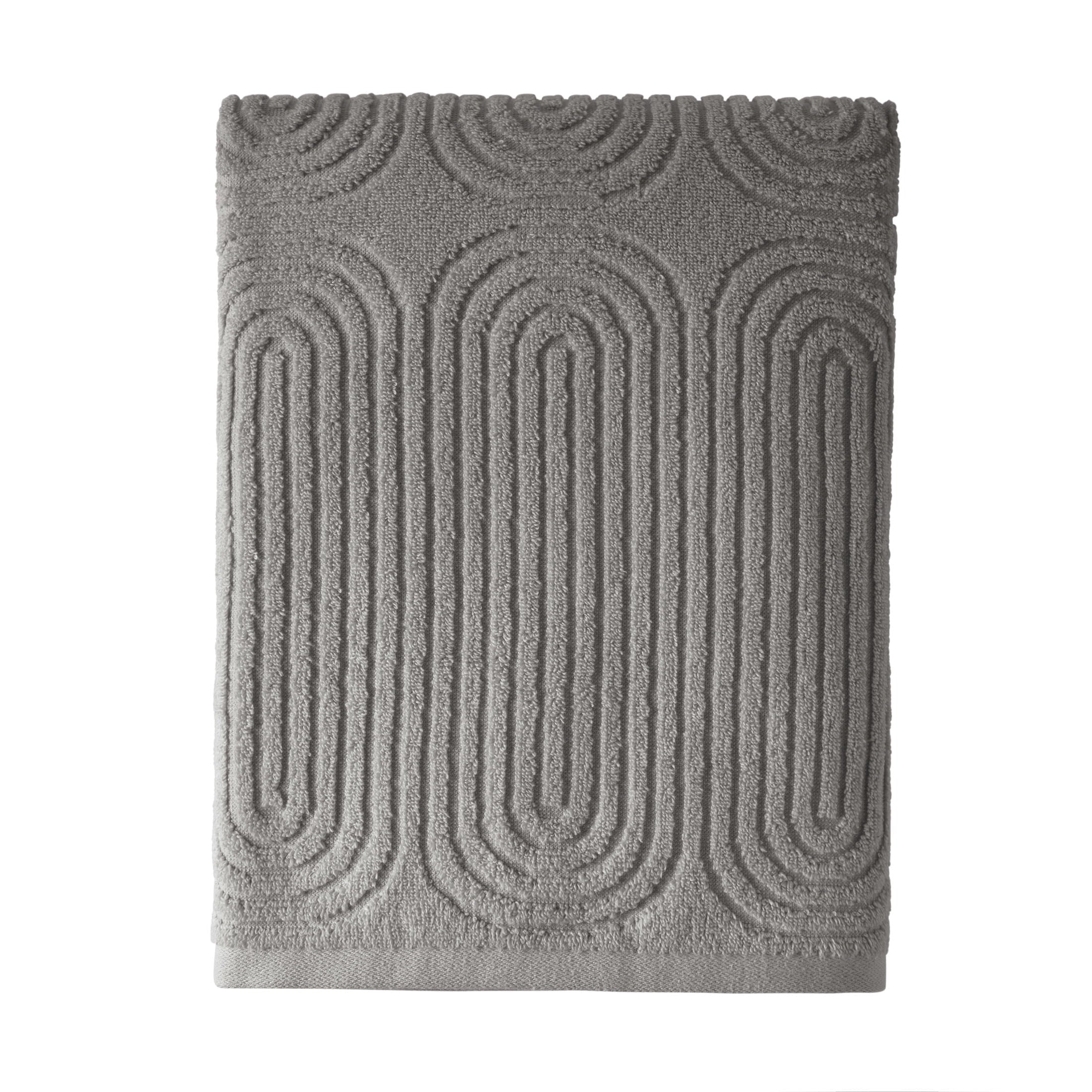Beautiful by Drew Barrymore Textured Bath Towel, Soft 100% Cotton, Off White