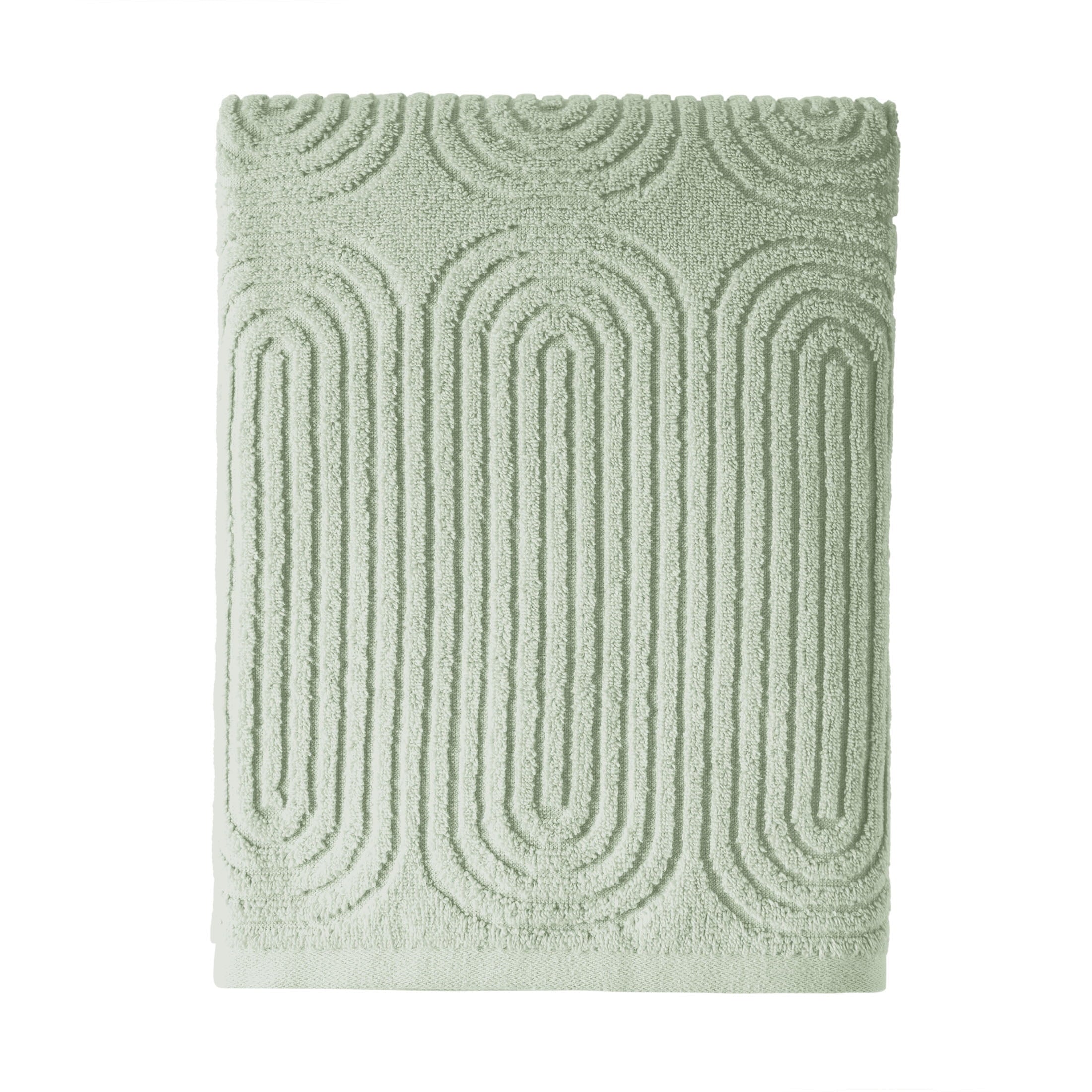 Beautiful by Drew Barrymore Textured Bath Towel, Soft 100% Cotton, Off White