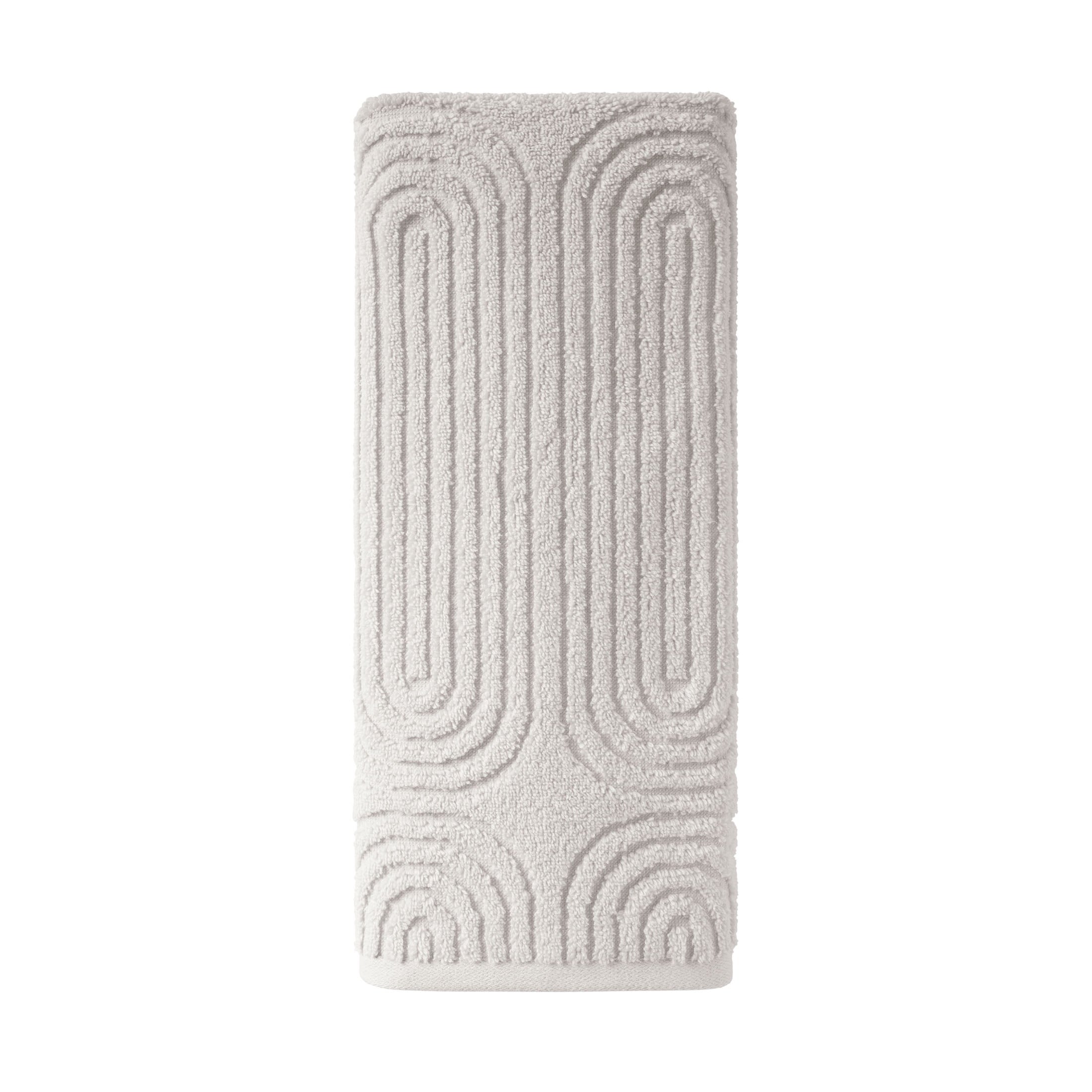 Beautiful by Drew Barrymore Textured Hand Towel, Soft 100% Cotton, Rose Pink