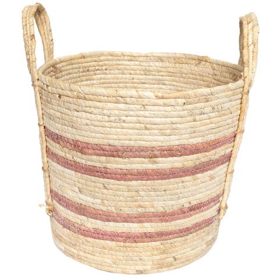 Better Homes & Gardens Natural Maize Colored Stripe Basket, Green, Large