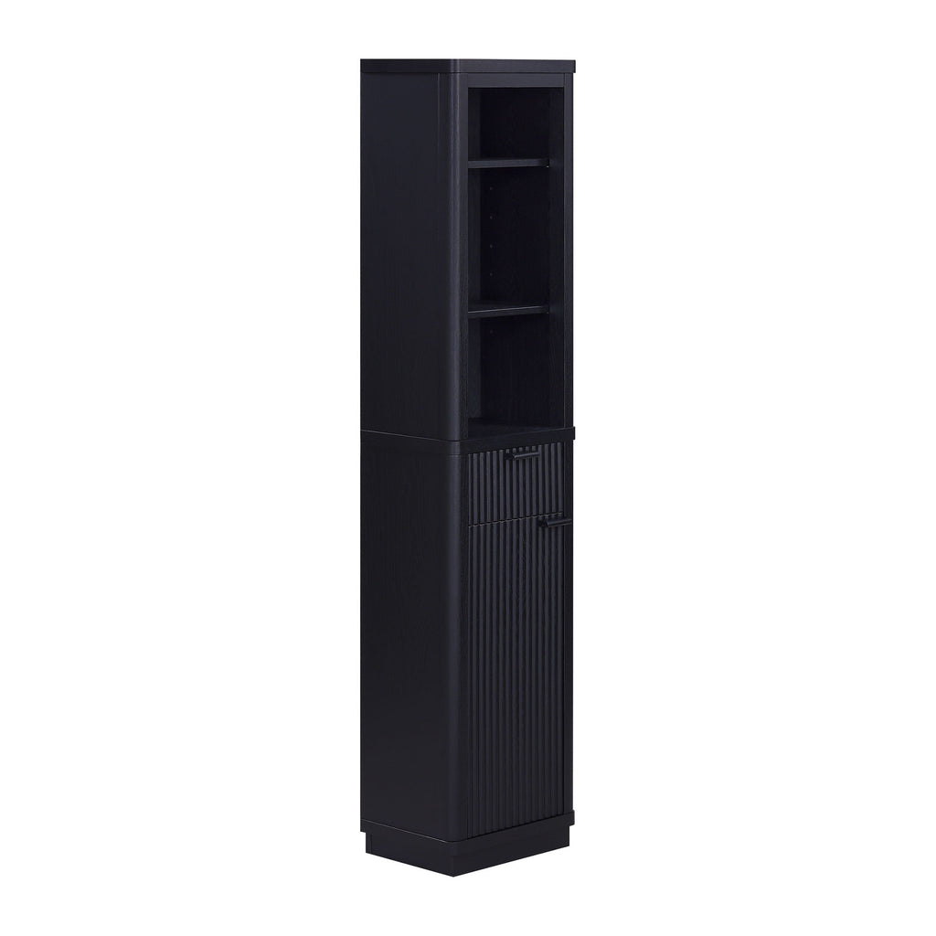 Beautiful Fluted Linen Storage Cabinet, Warm Honey