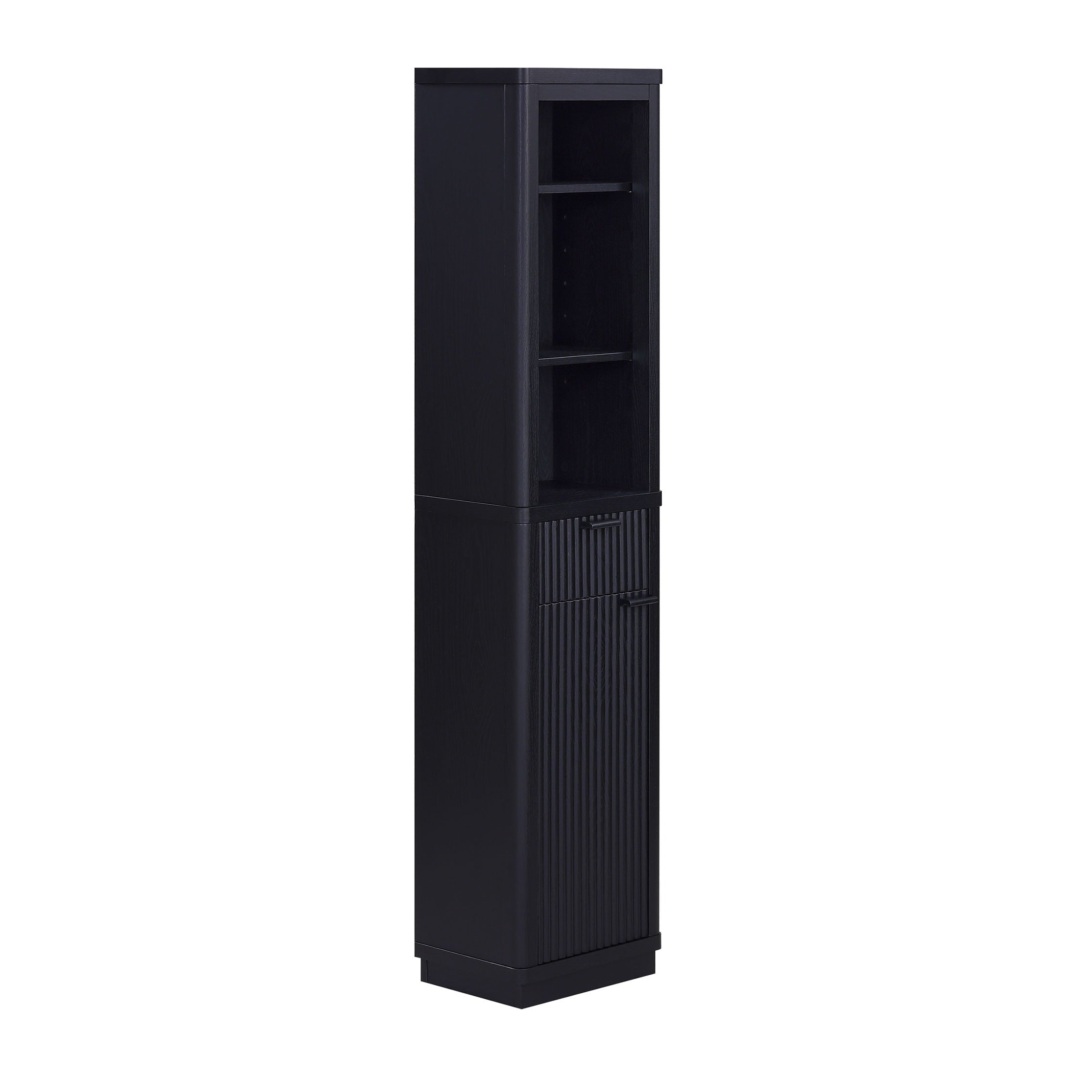 Beautiful Fluted Linen Storage Cabinet, Warm Honey