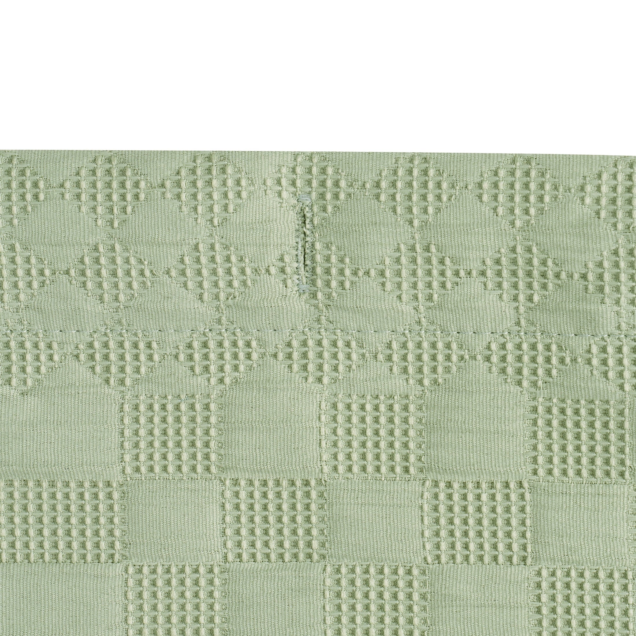 Beautiful Sage Green Check Matelassé Fabric Shower Curtain by Drew Barrymore, 72" x 72"