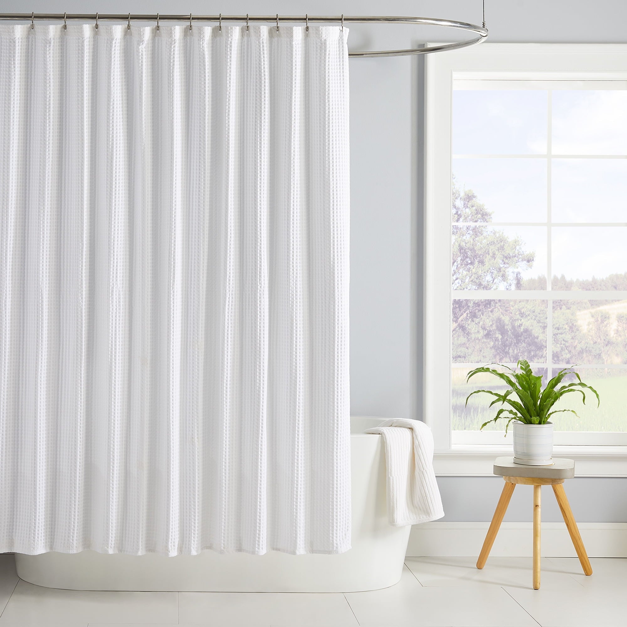 Better Homes & Gardens Chunky Waffle Weave Fabric Shower Curtain 72" x 72"