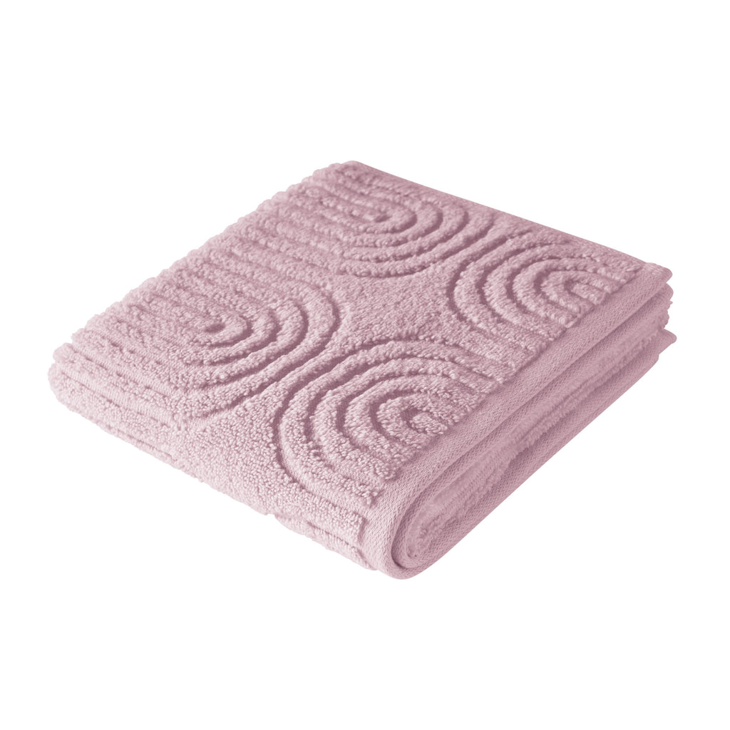 Beautiful by Drew Barrymore Textured Hand Towel, Soft 100% Cotton, Rose Pink