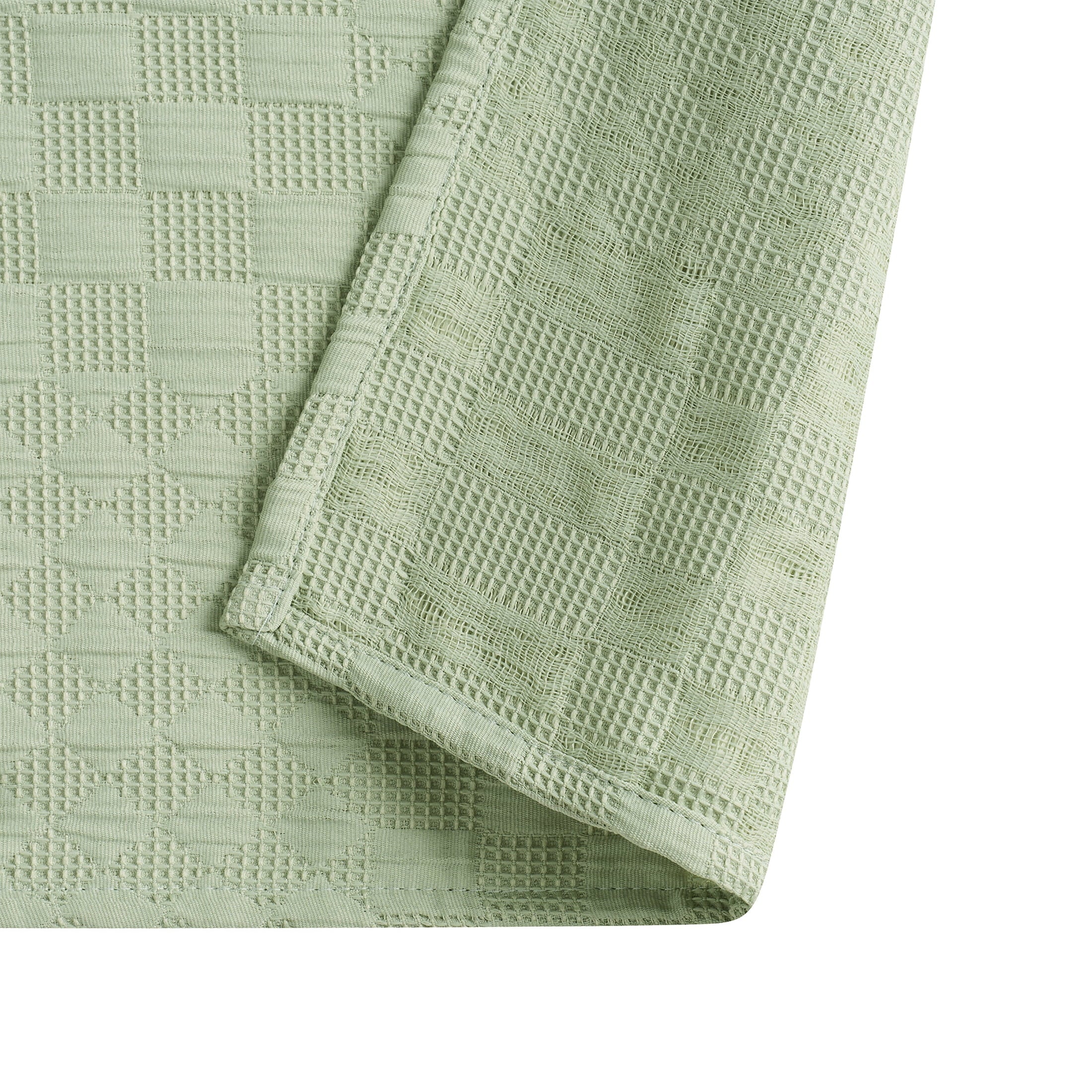 Beautiful Sage Green Check Matelassé Fabric Shower Curtain by Drew Barrymore, 72" x 72"