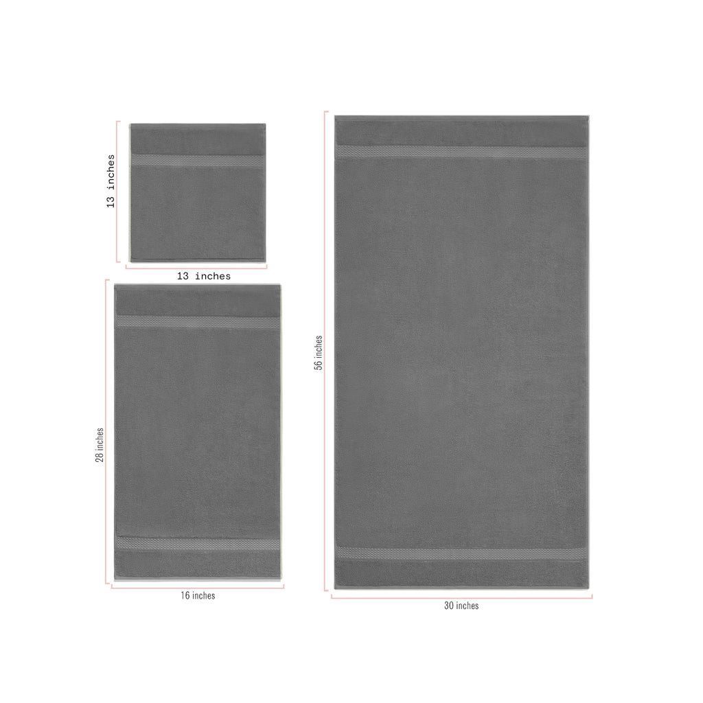 Beautiful by Drew Barrymore 6-Piece Dobby Bath Towel Set, Soft 100% Cotton, Charcoal Gray