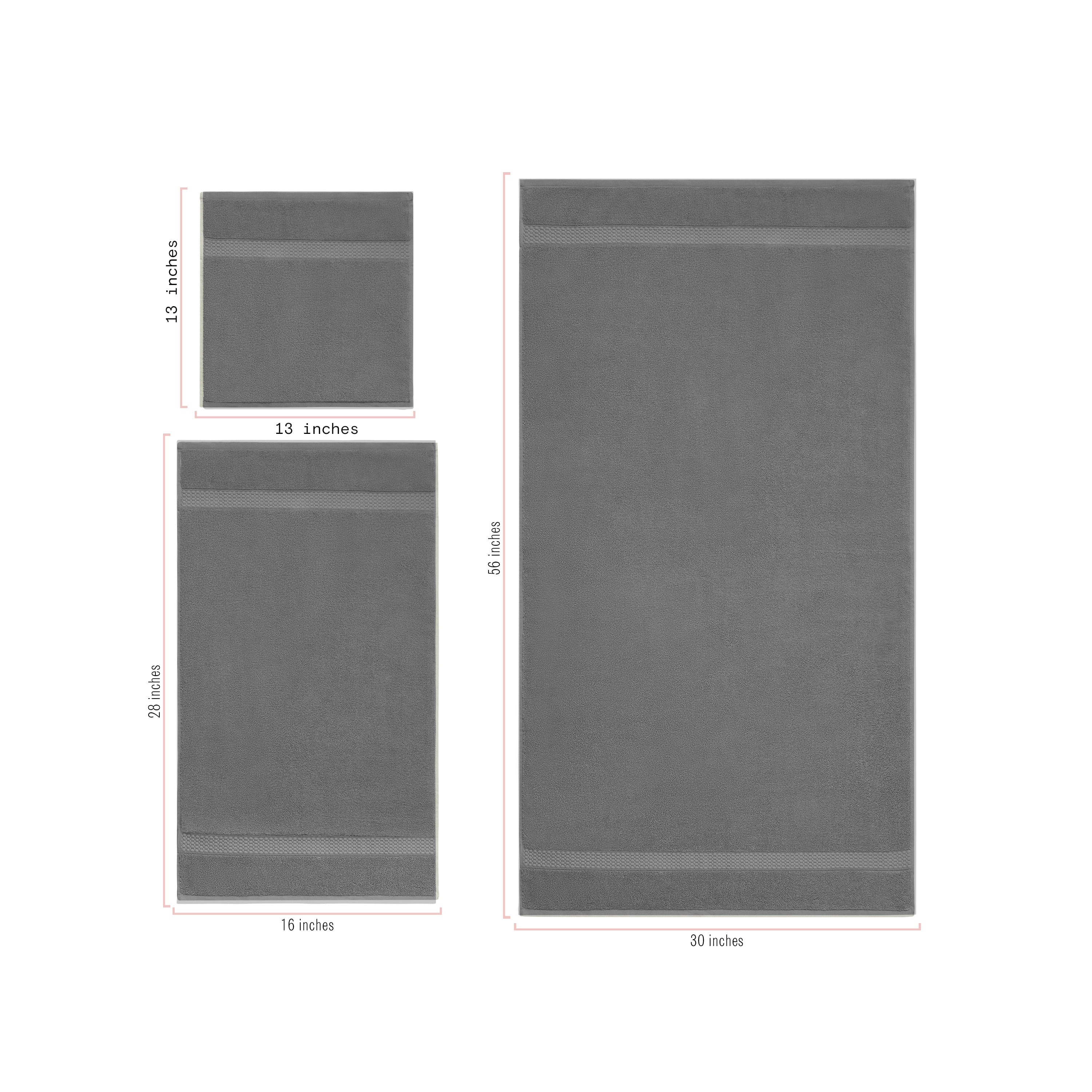 Beautiful by Drew Barrymore 6-Piece Dobby Bath Towel Set, Soft 100% Cotton, Charcoal Gray