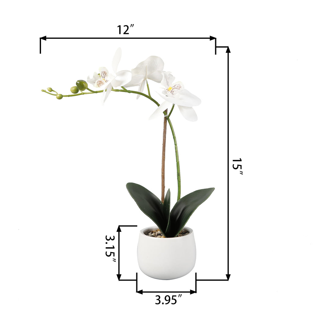 Better Homes & Gardens 15" Artificial Real Touch Orchid Flowers in White Ceramic Planter