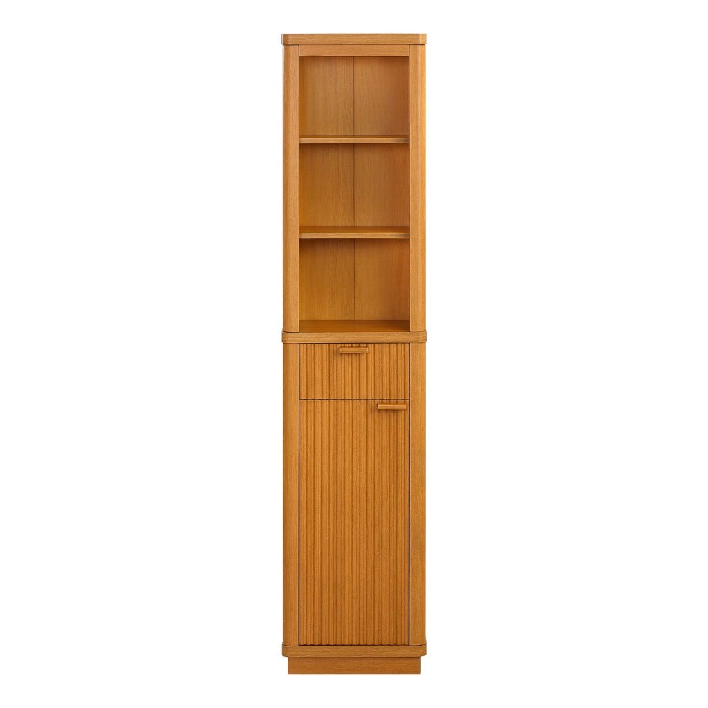 Beautiful Fluted Linen Storage Cabinet, Warm Honey