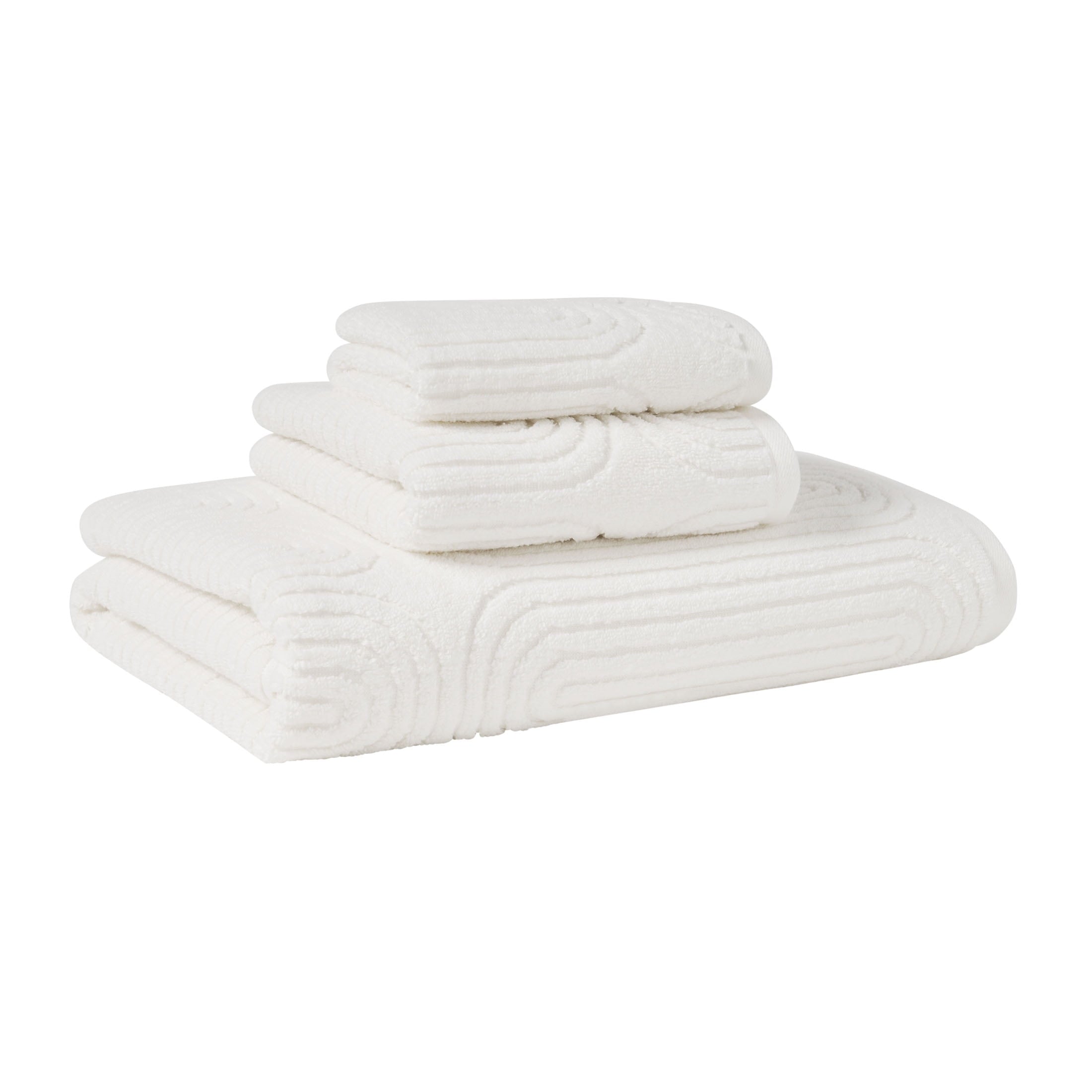 Beautiful by Drew Barrymore Textured Bath Towel, Soft 100% Cotton, Off White