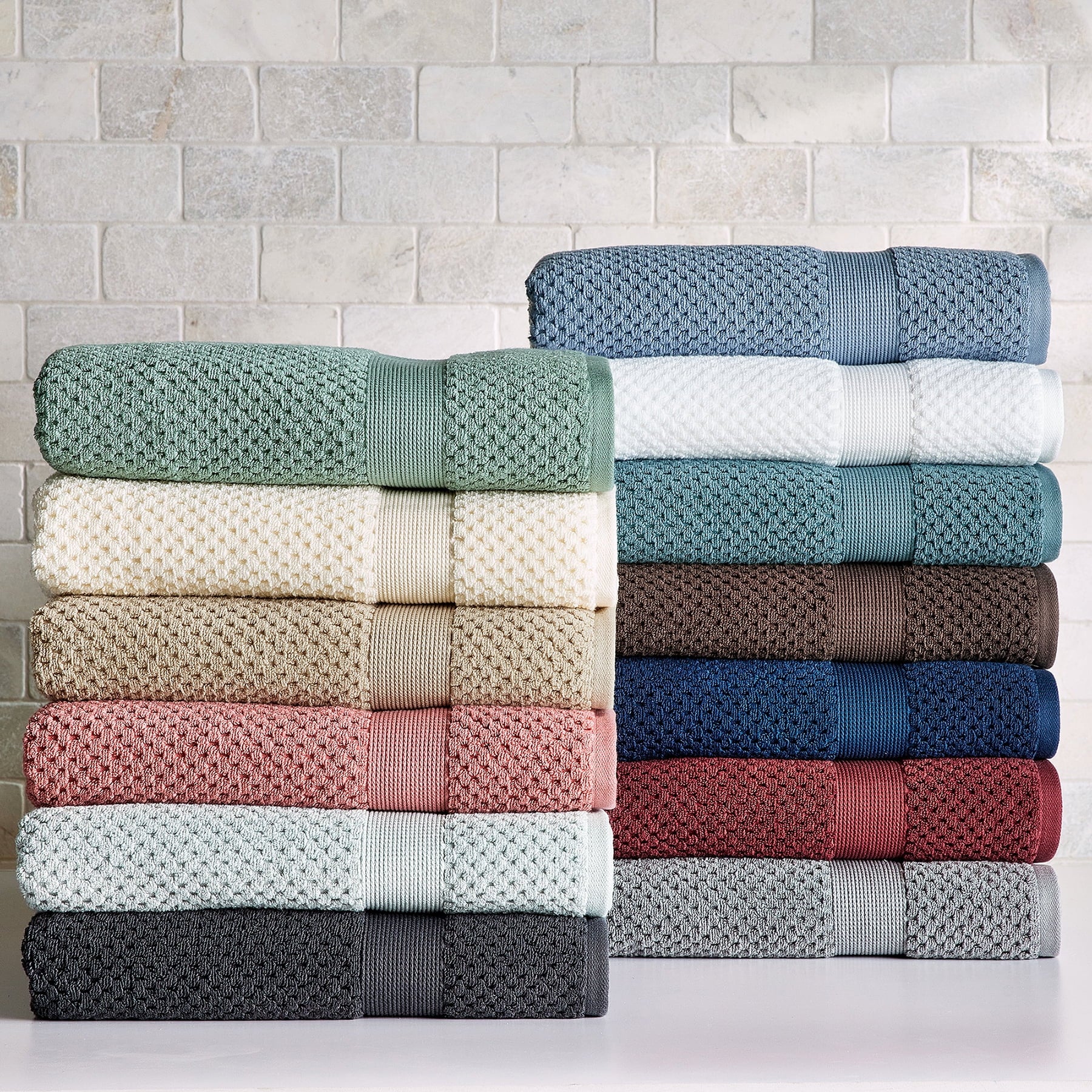 Better Homes & Gardens Signature Soft Cotton Popcorn Textured 6pk Washcloth Bundle,Green
