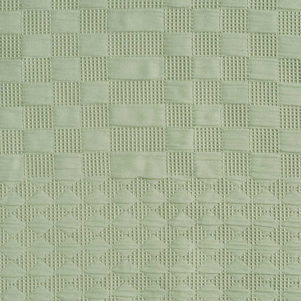Beautiful Sage Green Check Matelassé Fabric Shower Curtain by Drew Barrymore, 72" x 72"