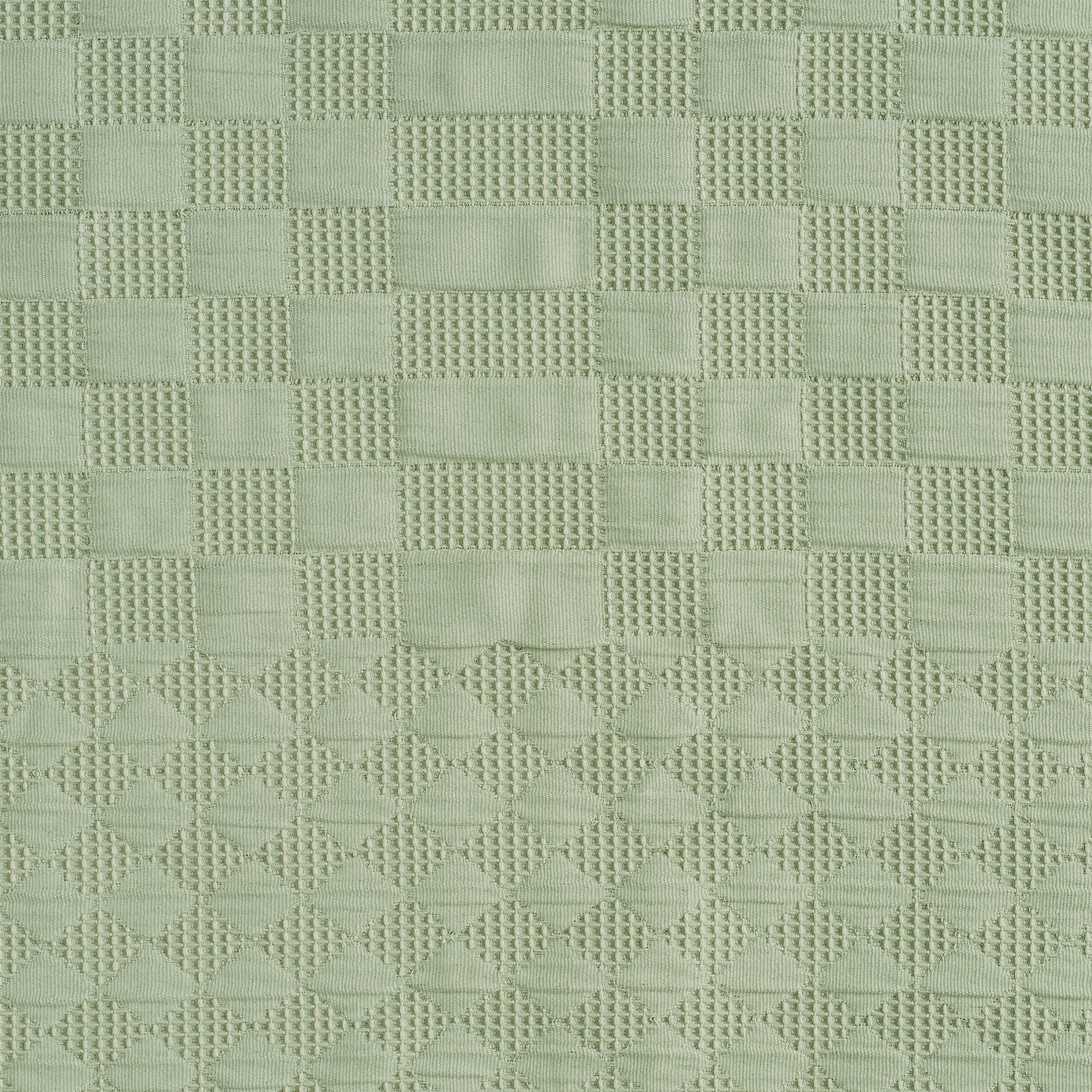 Beautiful Sage Green Check Matelassé Fabric Shower Curtain by Drew Barrymore, 72" x 72"