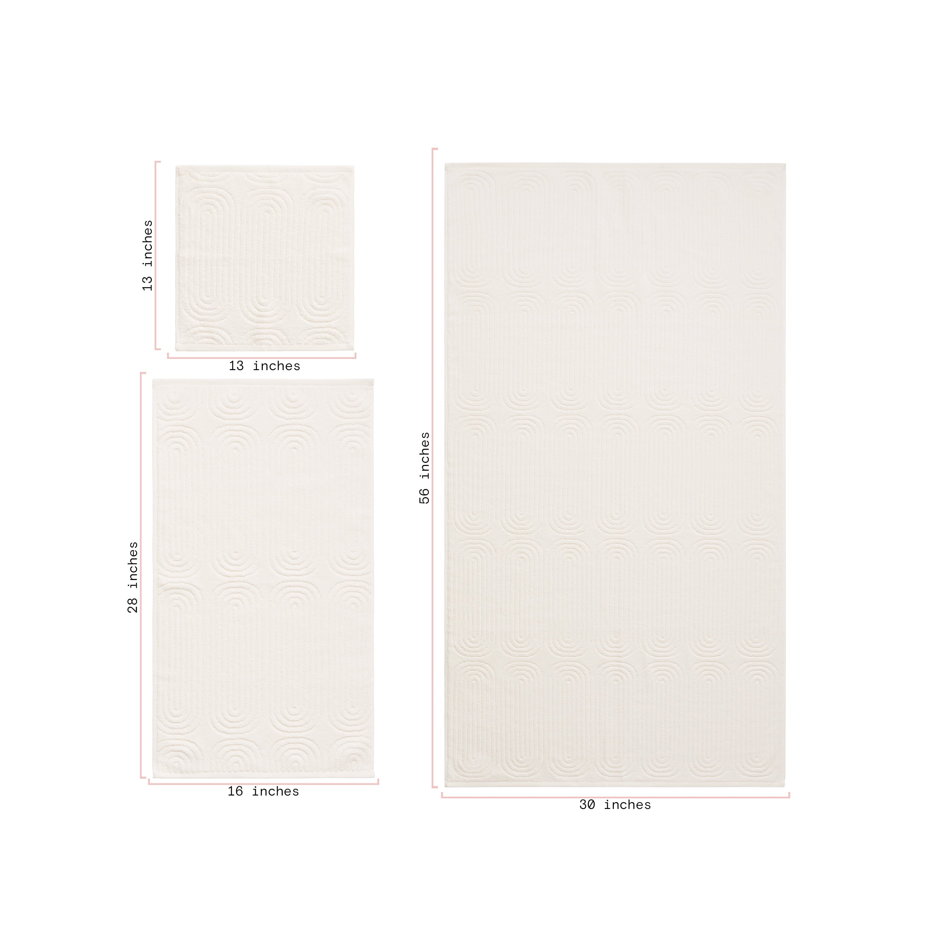 Beautiful by Drew Barrymore Textured Bath Towel, Soft 100% Cotton, Off White