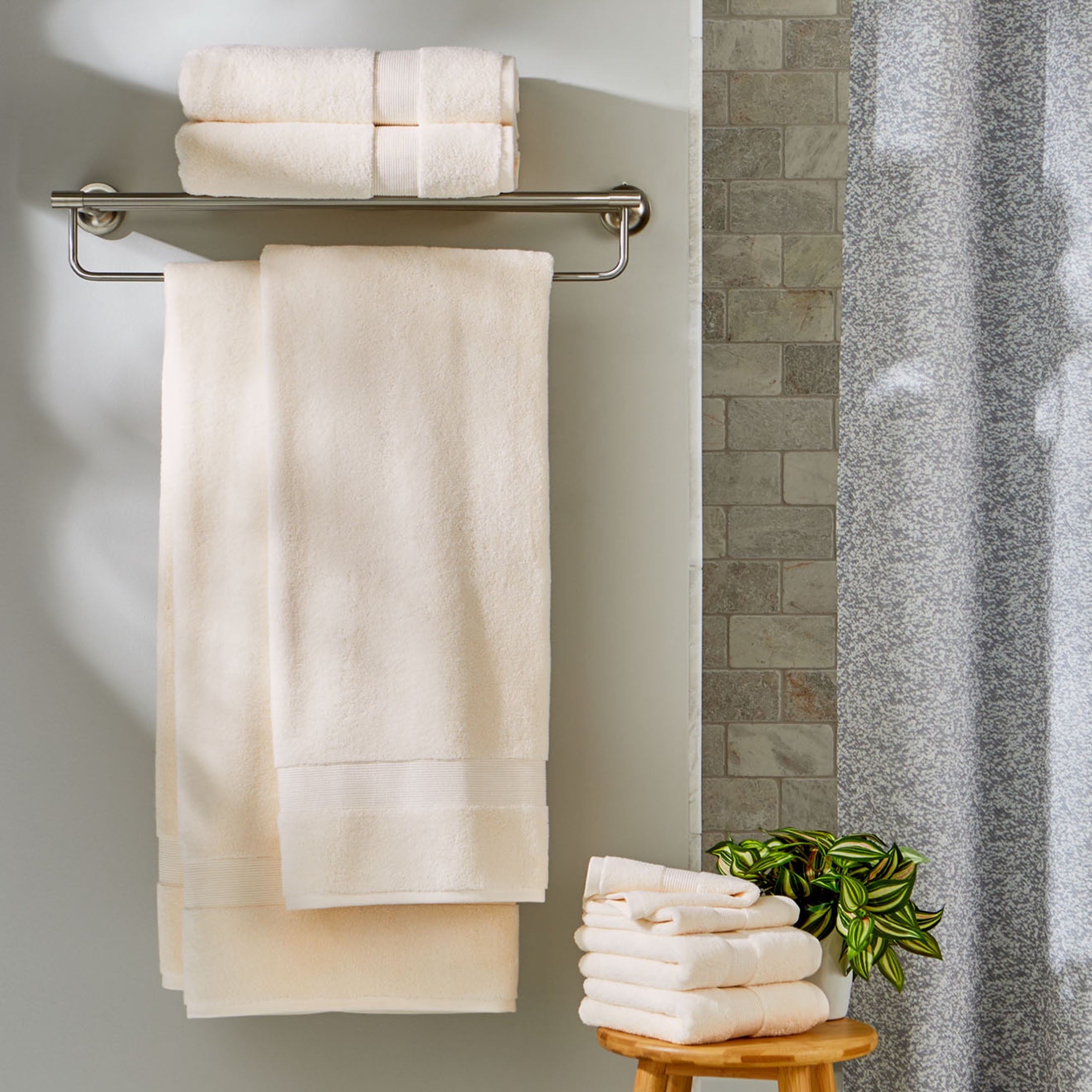 Better Homes & Gardens Signature Soft Solid Cotton 6 Piece Bath Towel Set,Vanilla Dream